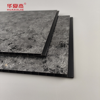 Hoogglanzend zwart paneel met sliver halo patroon pvc wandpanelen luxe design pvc paneel voor woningversiering