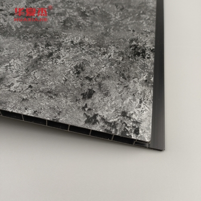 Hoogglanzend zwart paneel met sliver halo patroon pvc wandpanelen luxe design pvc paneel voor woningversiering