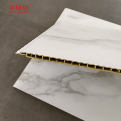 Hoge kwaliteit wit marmer Wpc wandpaneel 600x9mm gelamineerd Wpc board waterdicht gemakkelijk schoon te maken