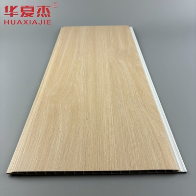 Moderne design eiken kleur pvc wandpaneel u-vormig pvc interieurpaneel vochtbestendige bouwmateriaal